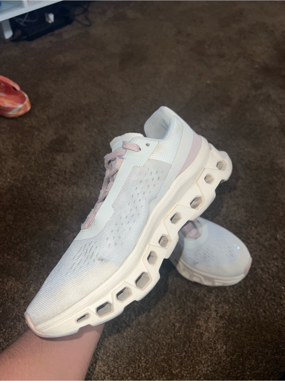 Light Pink and White Women's Cloud-Tech Cushion Sneakers - Picture 9 of 10